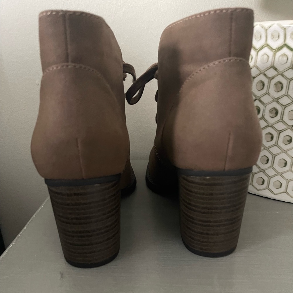 Brown Faux Leather Heeled Booties - Picture 4 of 6